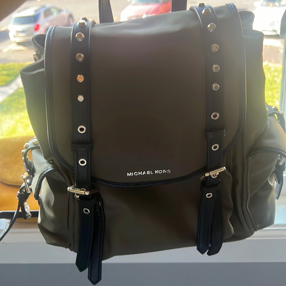 Olive green mk backpack like new